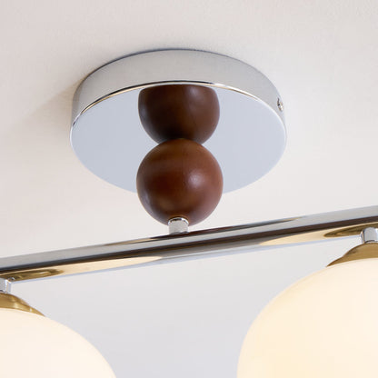 Four-Light Linear Island Pendant with Mixed Glass Shades for Kitchen & Dining Room – Metal & Glass Modern Fixture