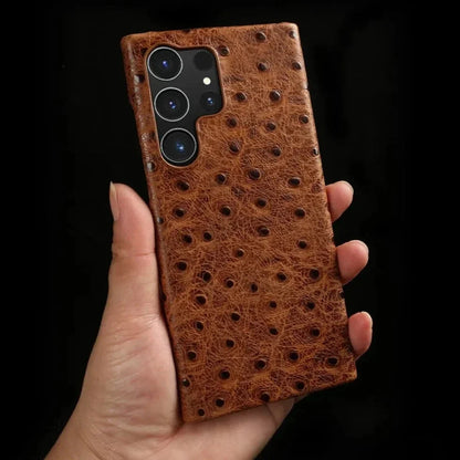 Premium Textured Leather Samsung Galaxy Case Shock-Absorbing Protective Cover with Raised Edges for S22 S23 S24 S25 S26 Note 20