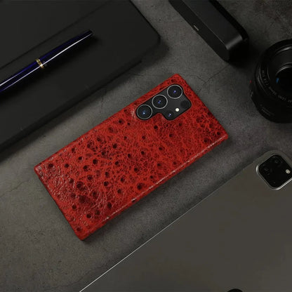 Premium Textured Leather Samsung Galaxy Case Shock-Absorbing Protective Cover with Raised Edges for S22 S23 S24 S25 S26 Note 20