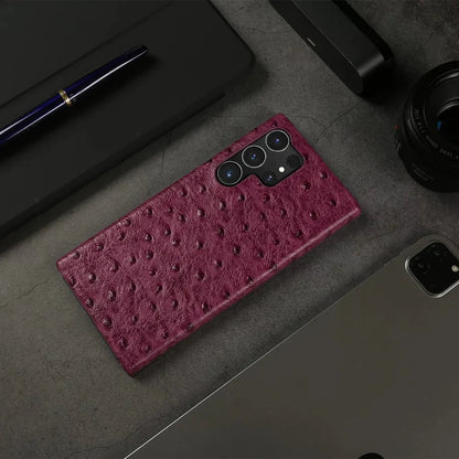 Premium Textured Leather Samsung Galaxy Case Shock-Absorbing Protective Cover with Raised Edges for S22 S23 S24 S25 S26 Note 20