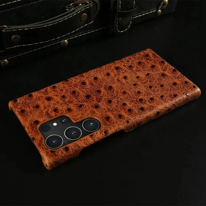 Premium Textured Leather Samsung Galaxy Case Shock-Absorbing Protective Cover with Raised Edges for S22 S23 S24 S25 S26 Note 20