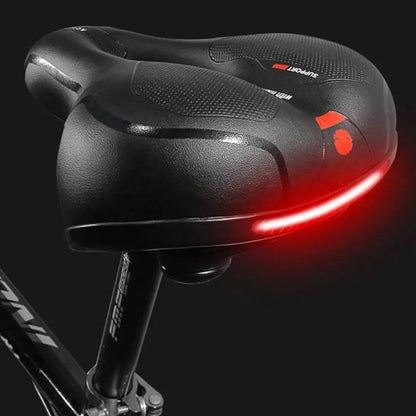 Memory Foam Bike Seat with Dual Suspension for Road, Mountain & City Bikes – Padded Comfort Saddle with Reflective Strips & Honeycomb Grip