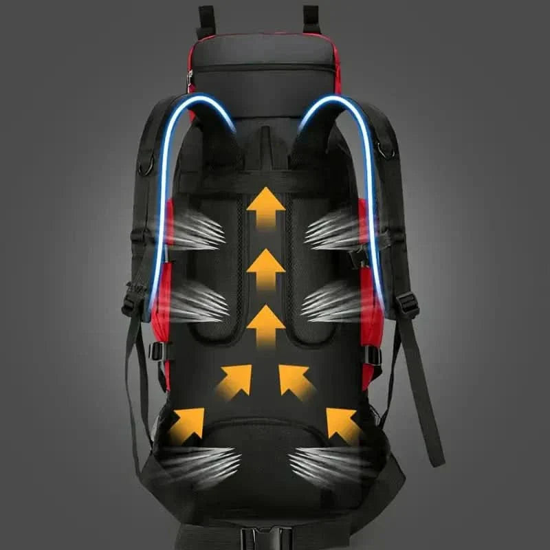 Ortekor OutdoorHaven | Mochila de senderismo impermeable de 90 L con diseño ergonómico | Espaciosa y duradera para aventuras al aire libre