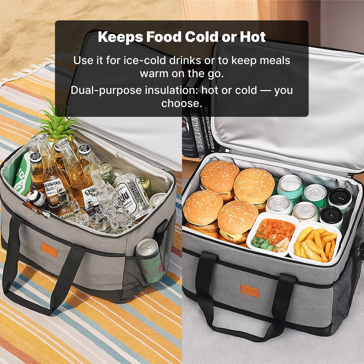 Compañero para exteriores | Bolsa térmica impermeable de 33L con aislamiento | Diseño espacioso para mantener frescos bocadillos y bebidas