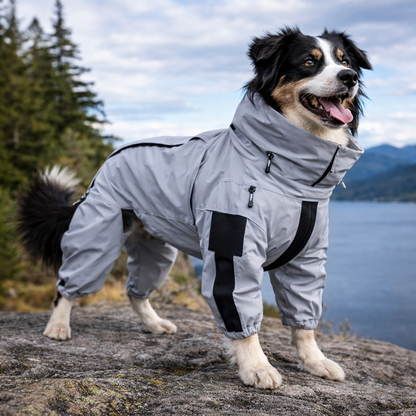 Compañero para exteriores | Impermeable para perros con capa reflectante | Diseño ligero para protección en todo clima