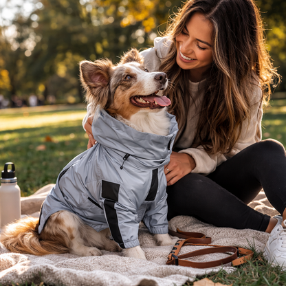 Compañero para exteriores | Impermeable para perros con capa reflectante | Diseño ligero para protección en todo clima