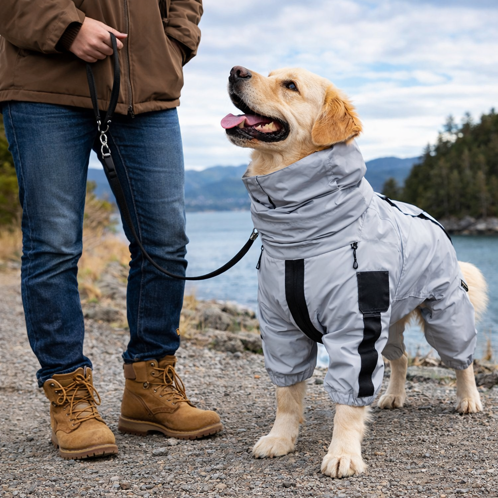 Compañero para exteriores | Impermeable para perros con capa reflectante | Diseño ligero para protección en todo clima
