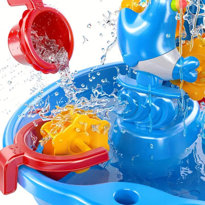 Mesa de juegos para exteriores | Mesa de arena y agua todo en uno con diseño de secciones múltiples | Juego interactivo para niños