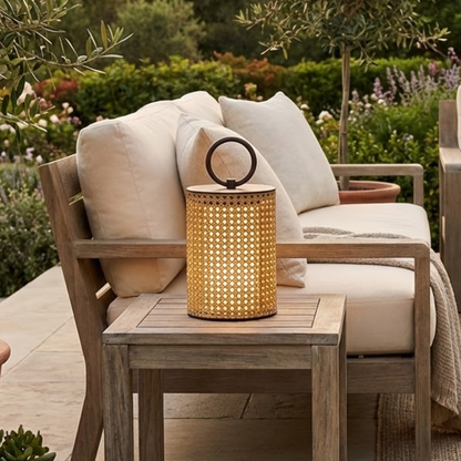 Outdoor Solar Lantern with Remote Control, Adjustable Rattan Mantle for Garden and Terrace Lighting