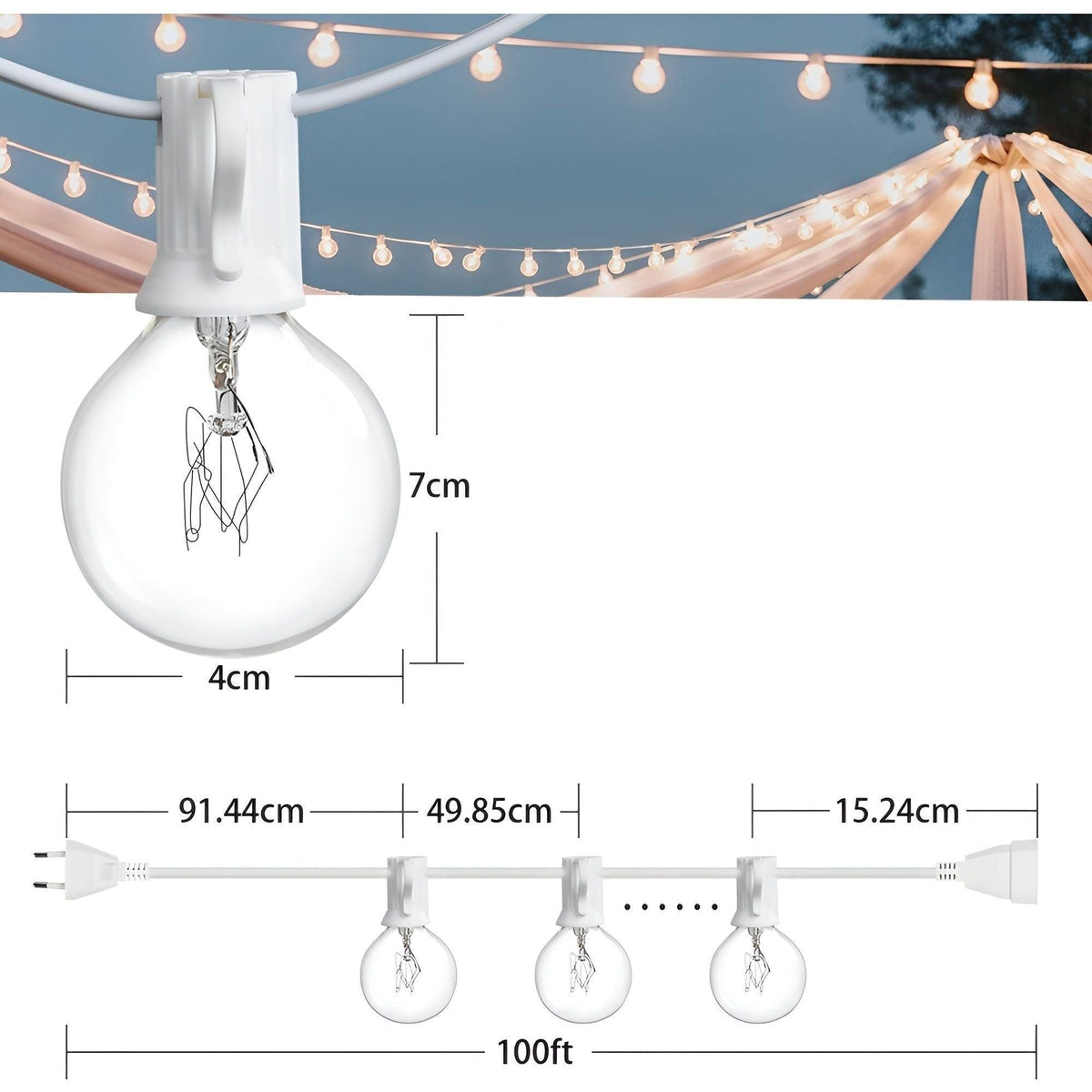 Outdoor String Lights | LED Ball Design with Waterproof Features | Energy-Efficient Patio Lights for Versatile Ambiance