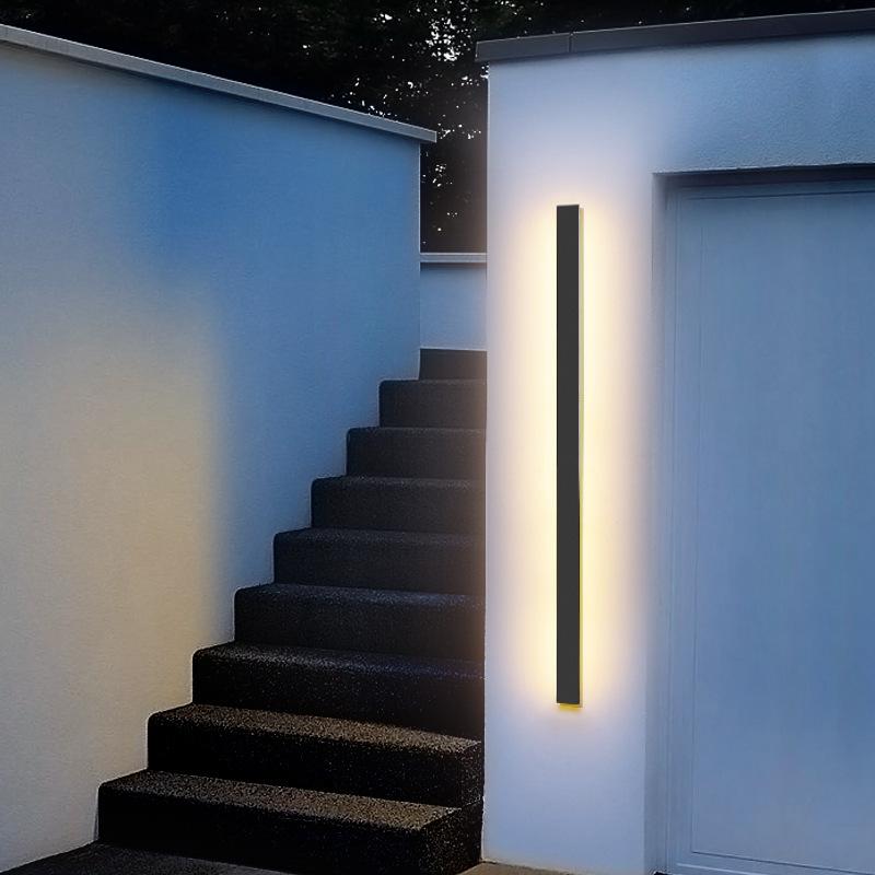 Outdoor Wall Light Fixture – Modern Black Linear LED Sconce with Adjustable Color, IP65 Waterproof