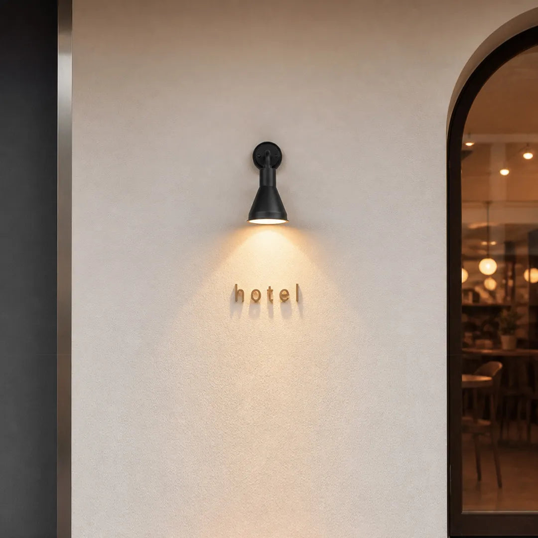 Aplique de pared para exterior, aluminio impermeable IP65, luz cálida 10W E27 - Diseño industrial minimalista para decoración de paredes exteriores