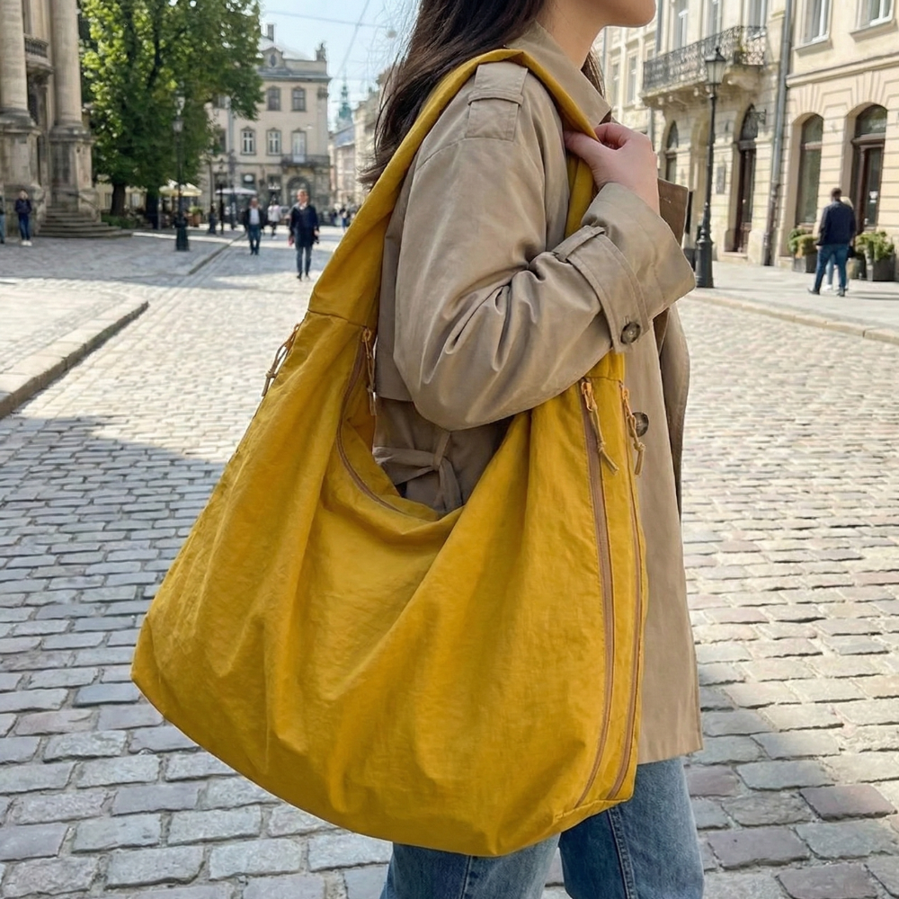 Bolso de hombro grande y holgado Ortekor con cuatro bolsillos exteriores | Bolsos de hombro elegantes y funcionales para mujer