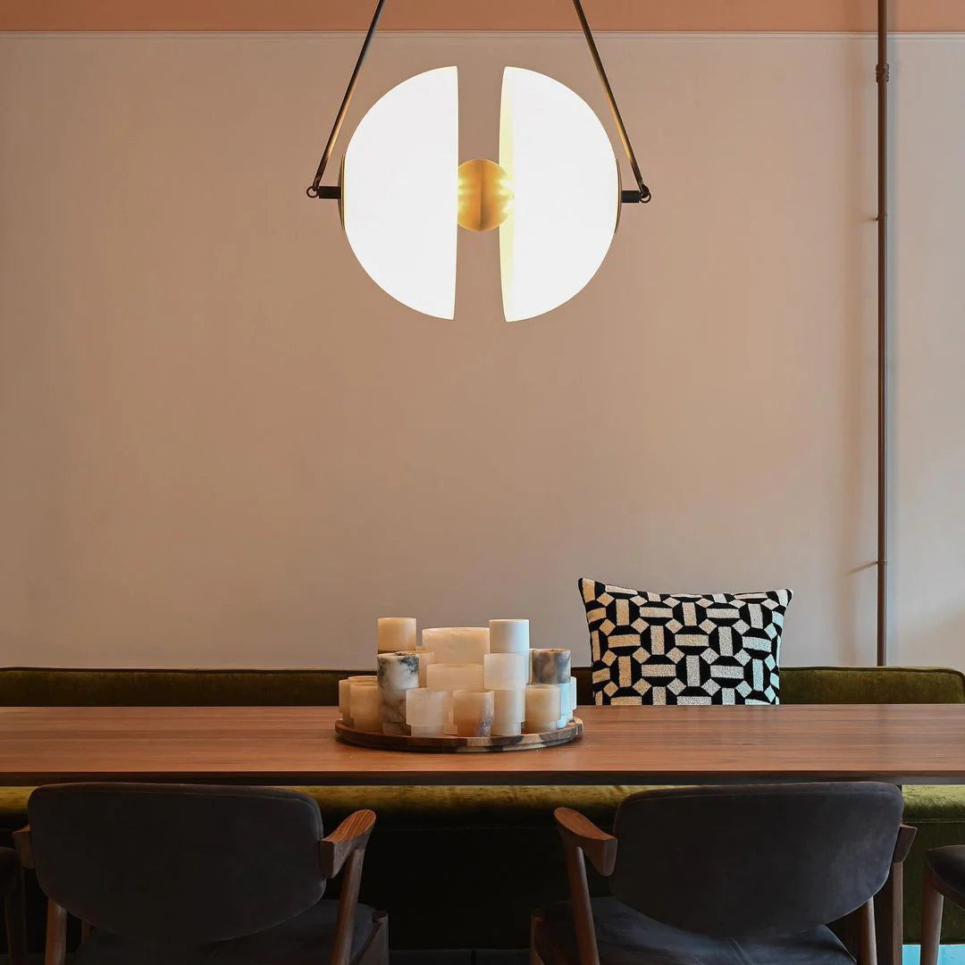 Hanging Ceiling Fixture with Frosted Glass Globes for Kitchen & Dining Room – Aged Metal Frame 16 in Wide Adjustable Cord Integrated LED for