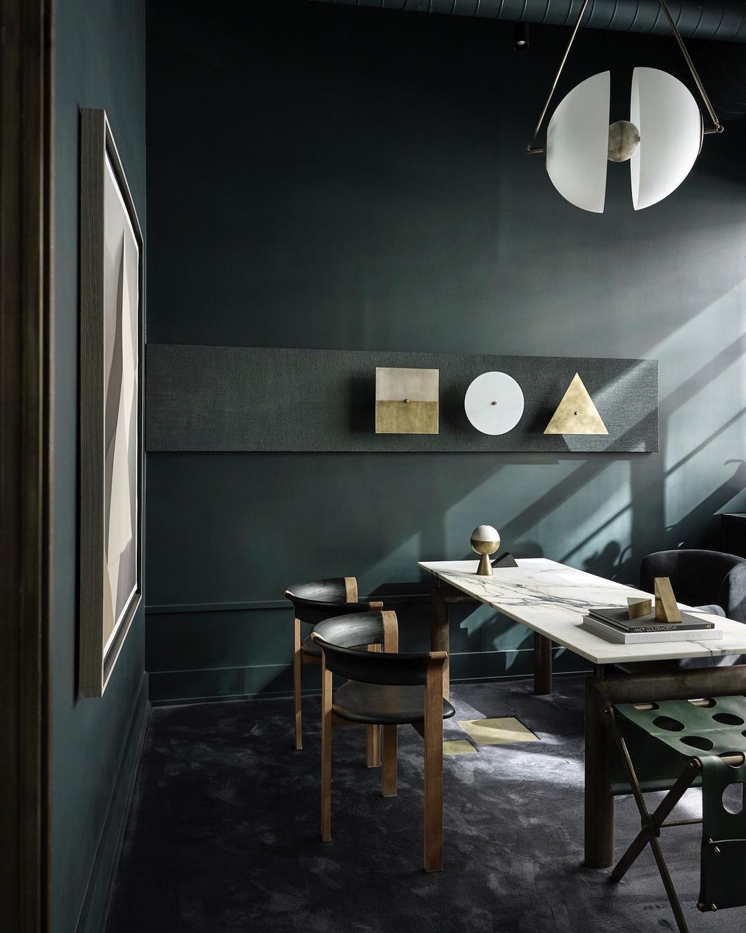 Hanging Ceiling Fixture with Frosted Glass Globes for Kitchen & Dining Room – Aged Metal Frame 16 in Wide Adjustable Cord Integrated LED for