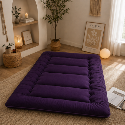 Foldable Floor Mattress 4-Inch Thick Quilted Sleeping Pad Roll-Up Guest Bed Tatami-Style Mat for Bedroom Dorm Meditation Adults Kids