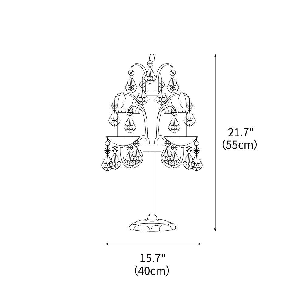 Crystal Chandelier-Style Table Lamp with Metal Frame for Bedroom & Living Room Lighting | 22 in Height Decorative Accent Light for Nightstan