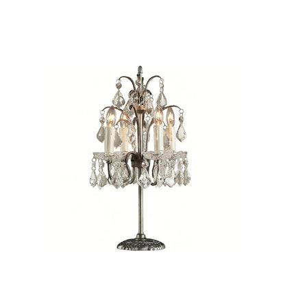 Crystal Chandelier-Style Table Lamp with Metal Frame for Bedroom & Living Room Lighting | 22 in Height Decorative Accent Light for Nightstan