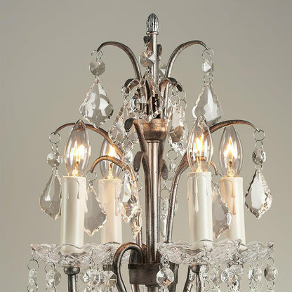 Crystal Chandelier-Style Table Lamp with Metal Frame for Bedroom & Living Room Lighting | 22 in Height Decorative Accent Light for Nightstan