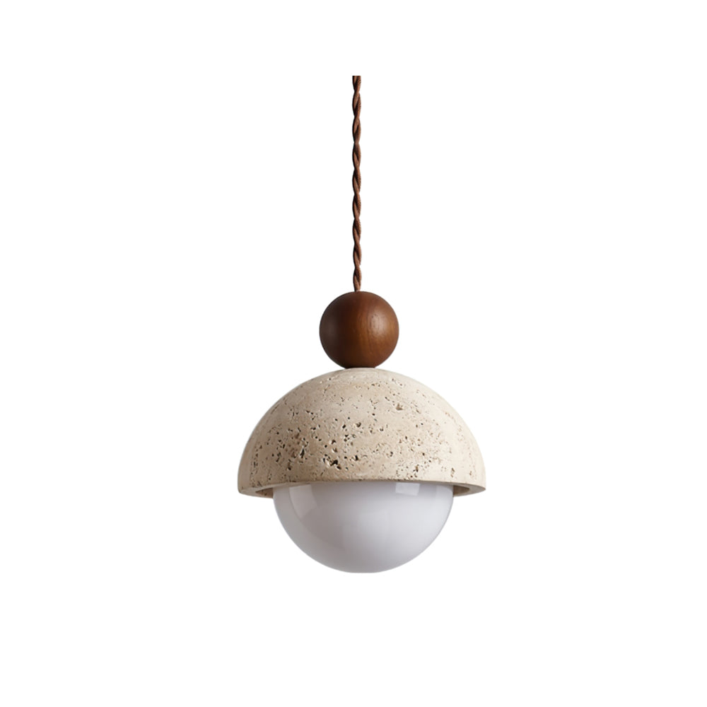 Glass Dome Ceiling Light 6-Inch Beige Stone Finish Hanging Fixture Kitchen Island Dining Room Entryway Modern Organic Texture G9 Socket Mini