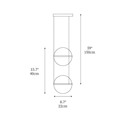 Spherical LED Hanging Fixture for Kitchen Island & Dining Area – Adjustable Height Black Metal Pendant with Dual-Tone Lighting, 8.7 in Acryl