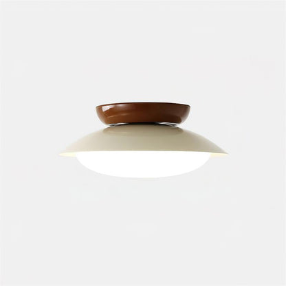 Flush-Mount LED Dome Light 10-Inch Metal Fixture Green Brown for Kitchen Bathroom Covered Patio Hallway Entryway Low-Profile Warm Glow 3000K