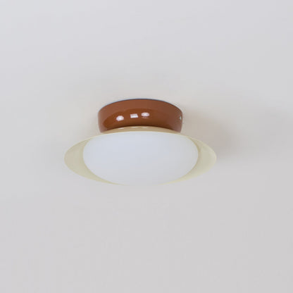 Flush-Mount LED Dome Light 10-Inch Metal Fixture Green Brown for Kitchen Bathroom Covered Patio Hallway Entryway Low-Profile Warm Glow 3000K