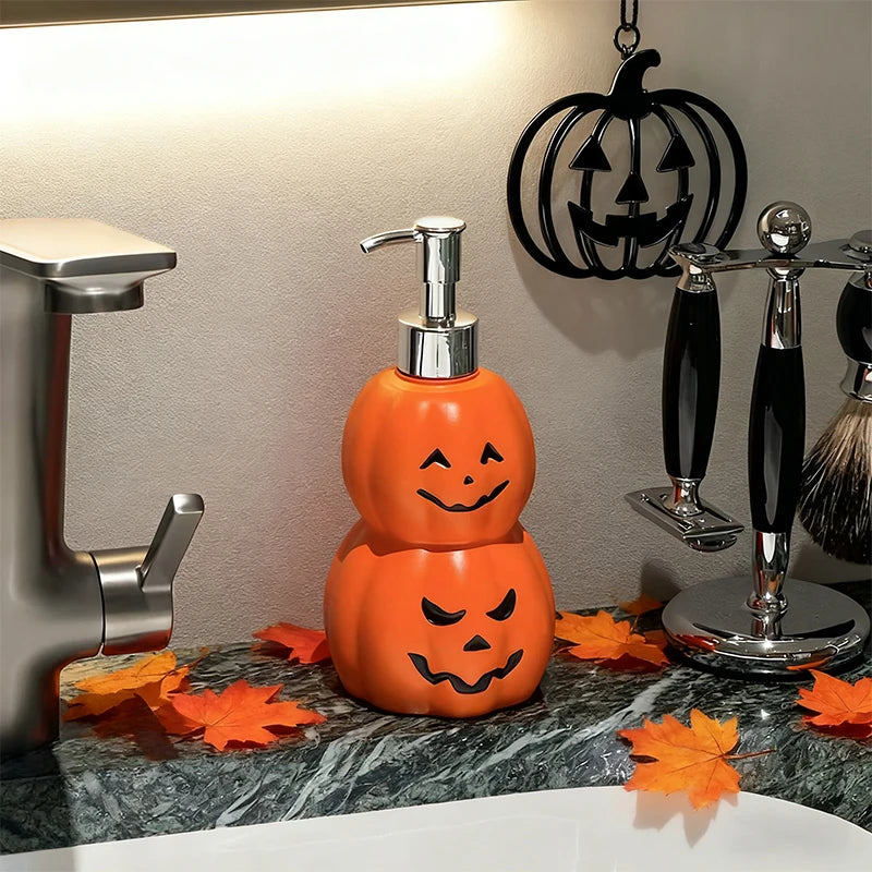 Pavo Soap Dispenser - Plastic Double Stacked Pumpkin Design, Halloween Hand Soap Dispenser