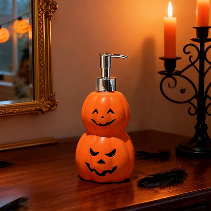 Pavo Soap Dispenser - Plastic Double Stacked Pumpkin Design, Halloween Hand Soap Dispenser