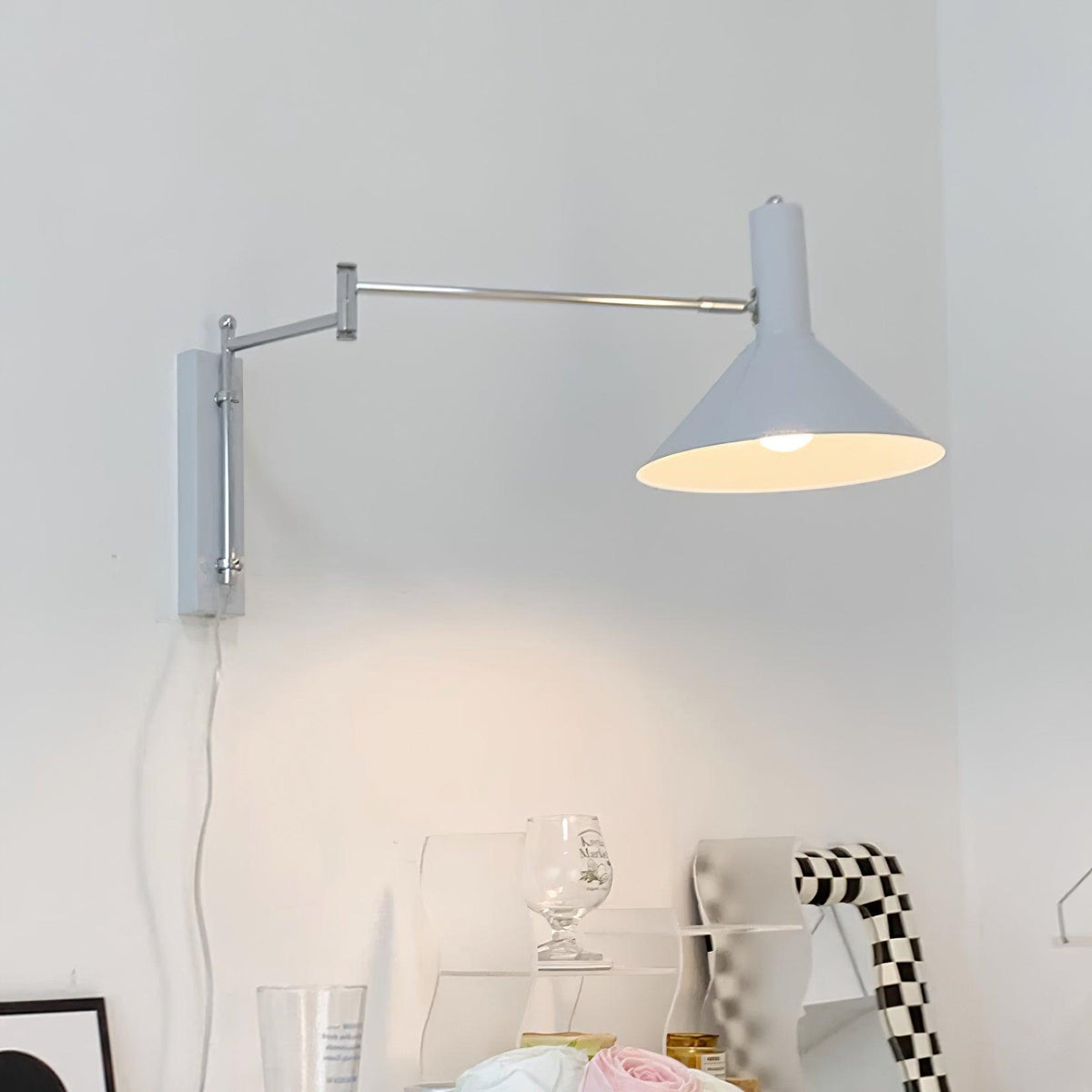 Rotating Sconce with Pivoting Head for Bedroom, Bathroom & Hallway – Metal Fixture in White, Black, Red – 10-Inch Adjustable Design
