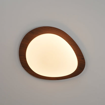 Flush Mount LED Ceiling Light Round 12 in Walnut Finish 12W Indoor for Bedroom Living Room Dining Room Kitchen Hallway Foyer Dimmable Low Pr
