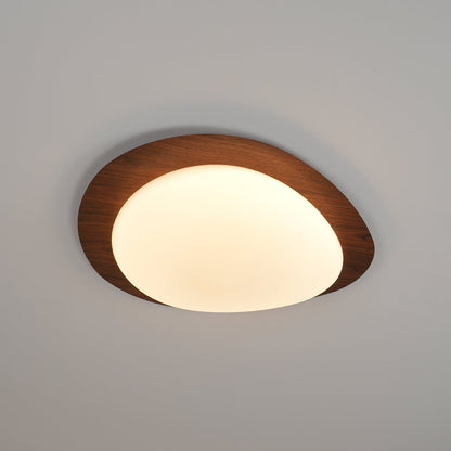 Flush Mount LED Ceiling Light Round 12 in Walnut Finish 12W Indoor for Bedroom Living Room Dining Room Kitchen Hallway Foyer Dimmable Low Pr
