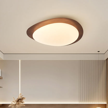 Flush Mount LED Ceiling Light Round 12 in Walnut Finish 12W Indoor for Bedroom Living Room Dining Room Kitchen Hallway Foyer Dimmable Low Pr