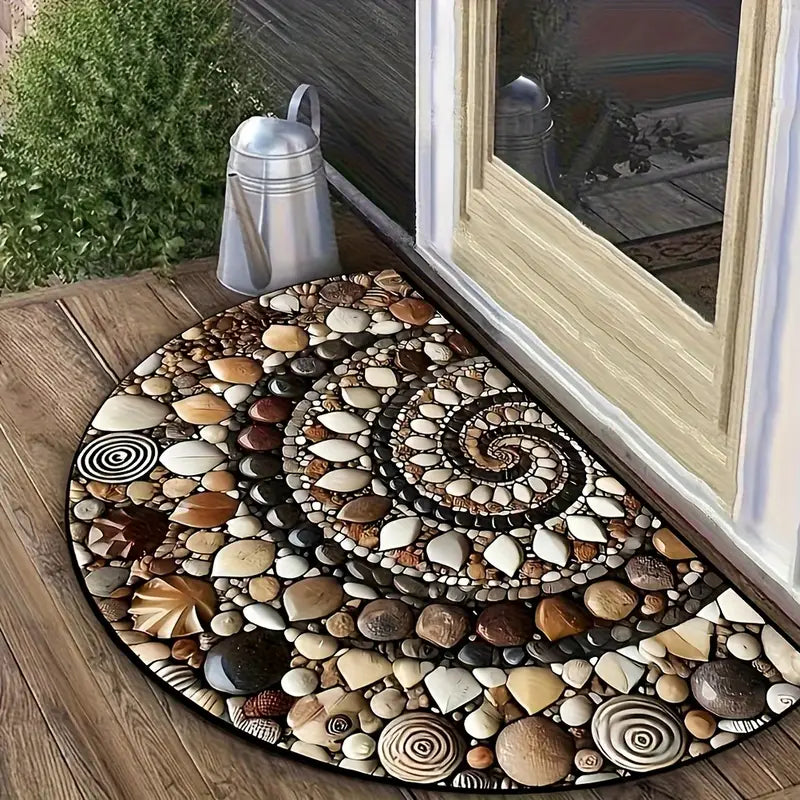 Coastal Spiral™ – Ocean-Inspired Pebble & Seashell Mat