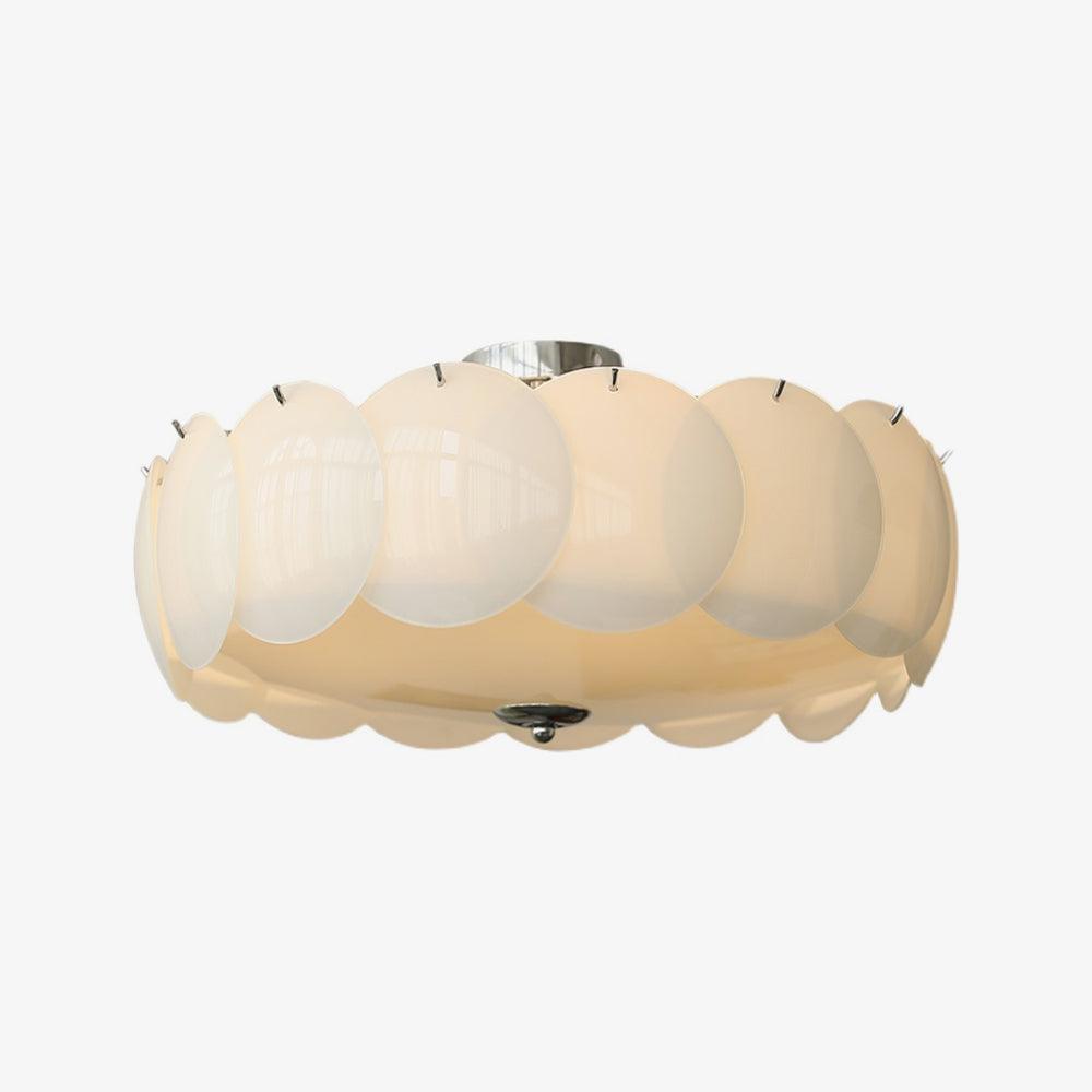 Layered Glass Disc Overhead Fixture in Warm Copper | Adjustable Light Semi-Flush Chandelier for Entryway, Kitchen Island & Bedroom Ceiling