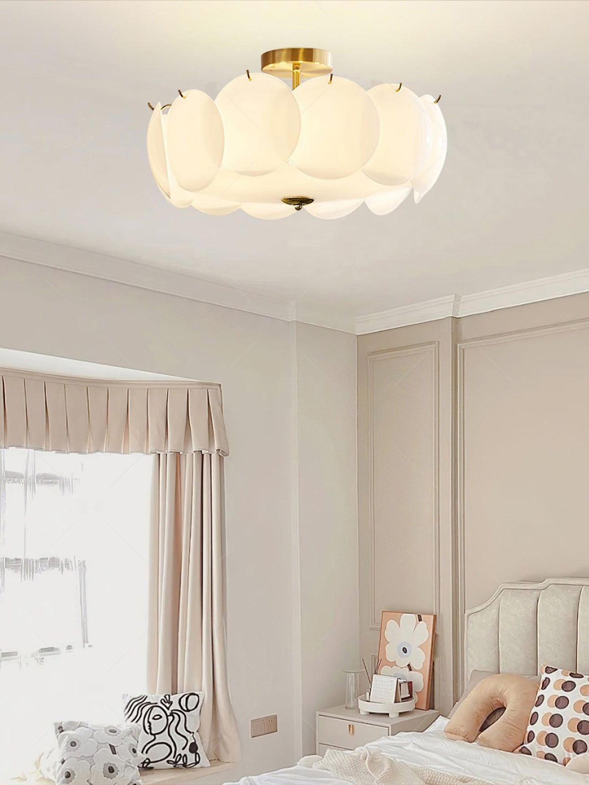 Layered Glass Disc Overhead Fixture in Warm Copper | Adjustable Light Semi-Flush Chandelier for Entryway, Kitchen Island & Bedroom Ceiling