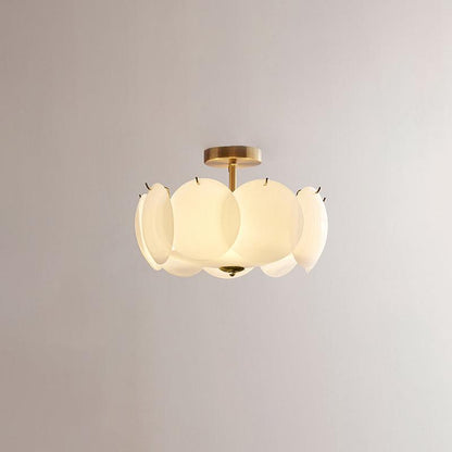 Layered Glass Disc Overhead Fixture in Warm Copper | Adjustable Light Semi-Flush Chandelier for Entryway, Kitchen Island & Bedroom Ceiling