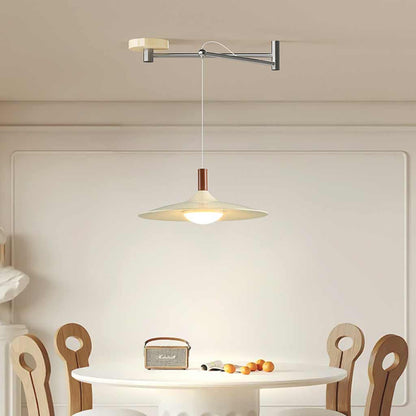 Adjustable Swing Arm LED Ceiling Light 13.8 Inch Dimmable with Remote for Dining Room Kitchen Bedroom Modern Nordic Acrylic Iron Fixture