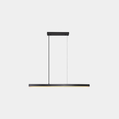 Linear LED Ceiling Fixture Brass Finish Adjustable Height Dimmable Remote Control for Kitchen Island Dining Room Table Modern Hanging Light