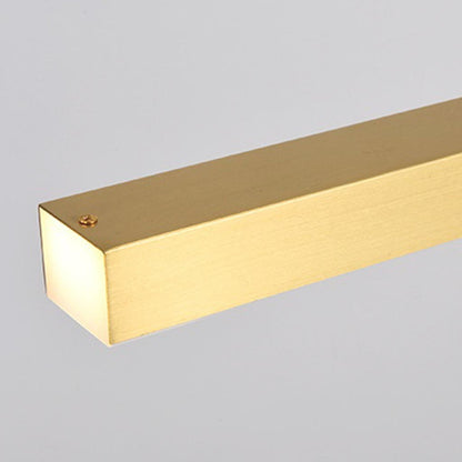 Linear LED Ceiling Fixture Brass Finish Adjustable Height Dimmable Remote Control for Kitchen Island Dining Room Table Modern Hanging Light