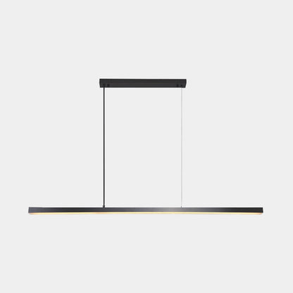Linear LED Ceiling Fixture Brass Finish Adjustable Height Dimmable Remote Control for Kitchen Island Dining Room Table Modern Hanging Light