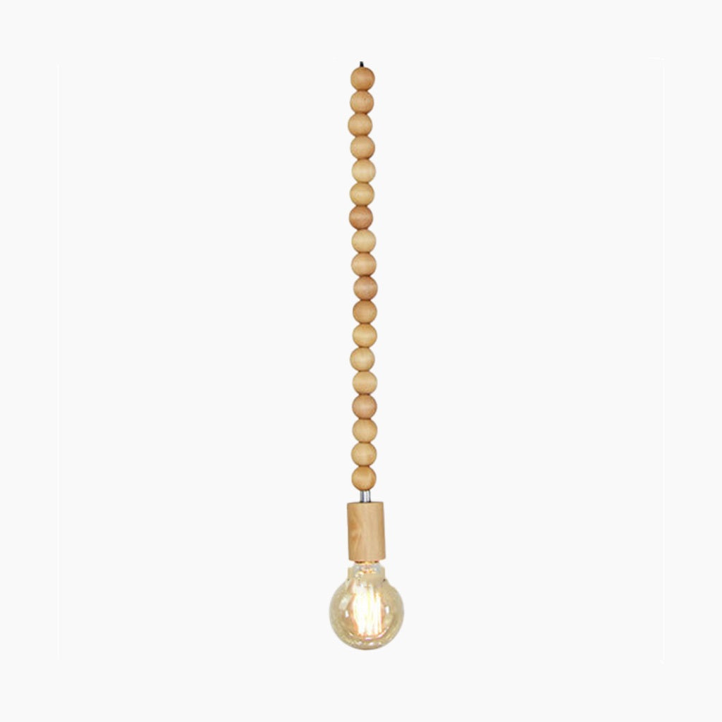 Hanging Chandelier with Natural Beaded Strands for Dining Room, Bedroom & Living Space – Adjustable Height LED Fixture