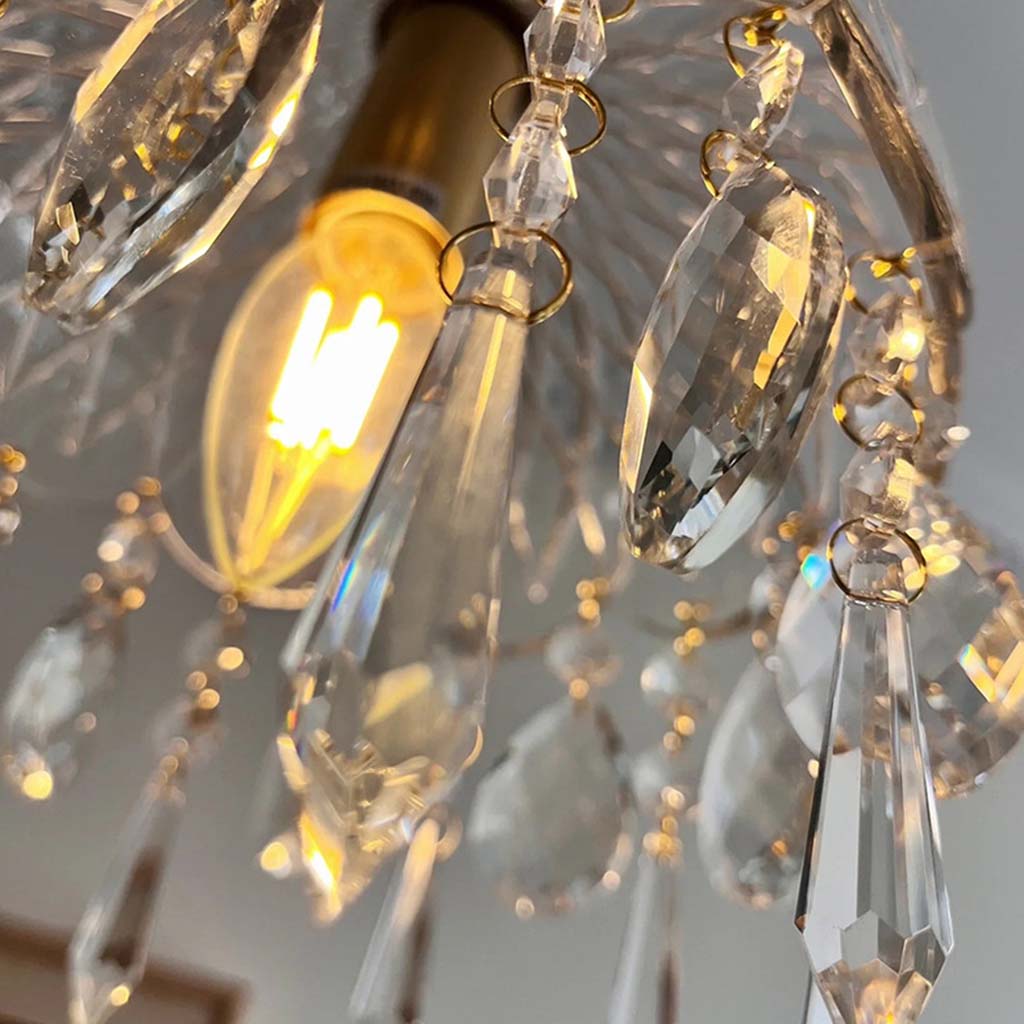 Glass Globe Ceiling Fixture with Crystal Accents – Adjustable Color Temperature 2700K-7000K for Kitchen Island, Bedroom, or Entryway – 8 in