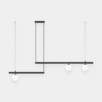 Linear Pendant Fixture Metal & Glass Multi-Bulb Adjustable Hanging Light for Kitchen Island Dining Table 47-63 in Modern Overhead Lighting G