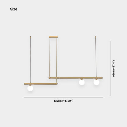 Linear Pendant Fixture Metal & Glass Multi-Bulb Adjustable Hanging Light for Kitchen Island Dining Table 47-63 in Modern Overhead Lighting G