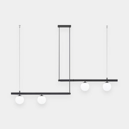 Linear Pendant Fixture Metal & Glass Multi-Bulb Adjustable Hanging Light for Kitchen Island Dining Table 47-63 in Modern Overhead Lighting G