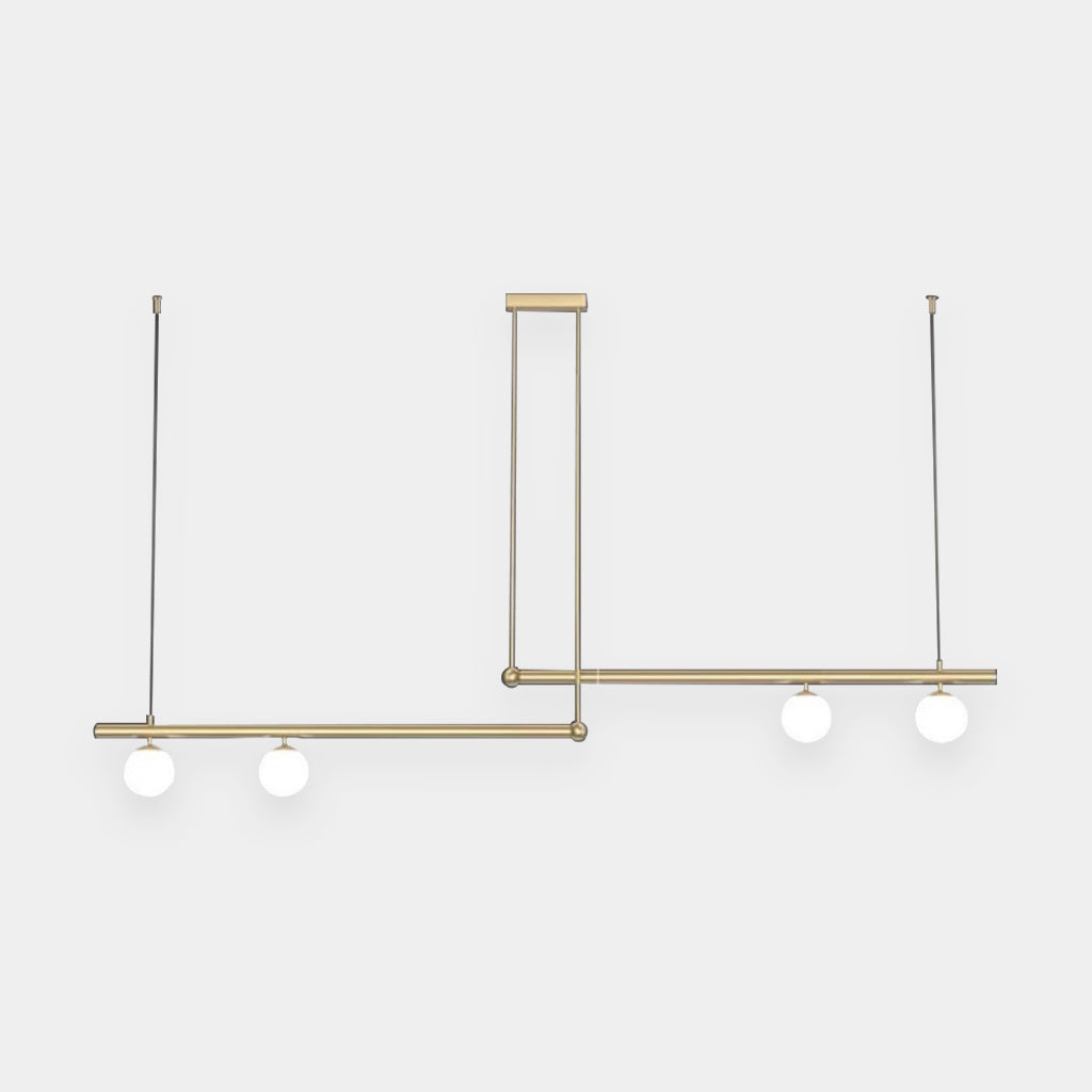 Linear Pendant Fixture Metal & Glass Multi-Bulb Adjustable Hanging Light for Kitchen Island Dining Table 47-63 in Modern Overhead Lighting G