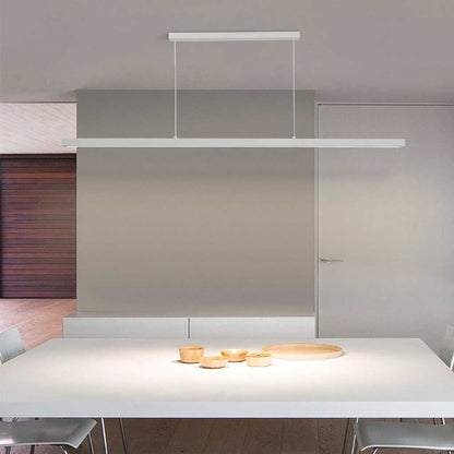 Dimmable LED Ceiling Fixture 31.5 in Sleek Aluminum Bar Contemporary Hanging Light for Kitchen Island Dining Table Office Workspace