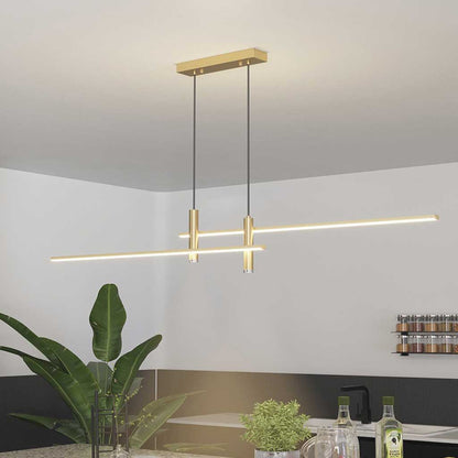 Sleek Overhead Linear LED Fixture 31.5 in Aluminum with Adjustable Spots for Kitchen Island Dining Table Modern Suspension Lamp in Black or