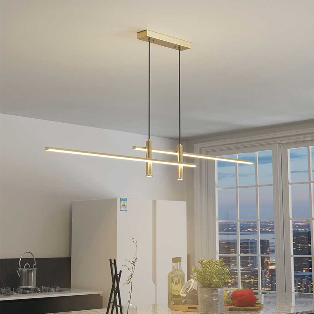 Sleek Overhead Linear LED Fixture 31.5 in Aluminum with Adjustable Spots for Kitchen Island Dining Table Modern Suspension Lamp in Black or